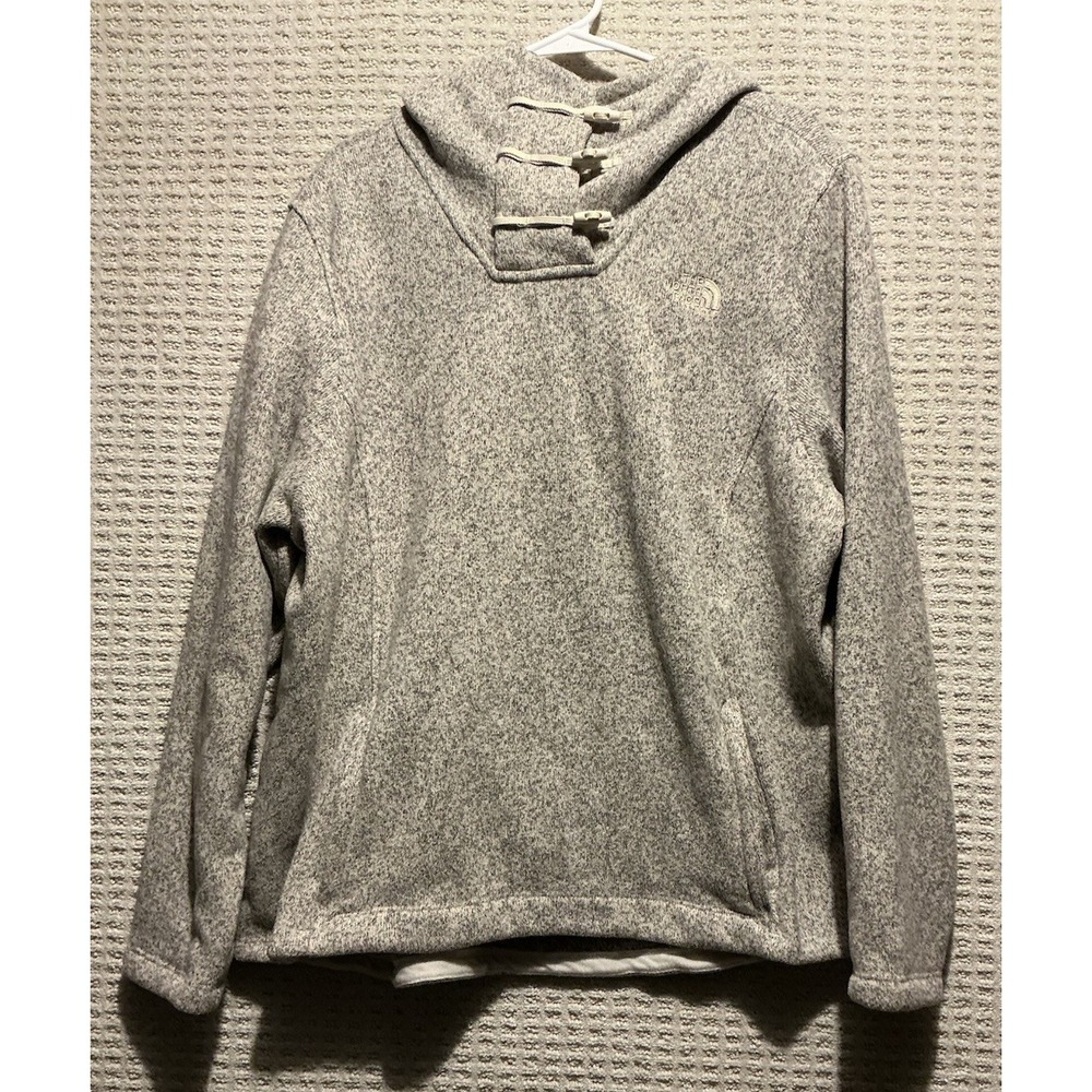 The NOrth Face Women's XXL Heather Gray Crescent Hooded Pullover Toggle Buttons
